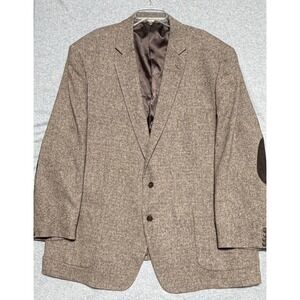 Oak Hill Mens 3XLT Brown Wool Blend Tweed Blazer Elbow Patches Sport Coat 54/56T